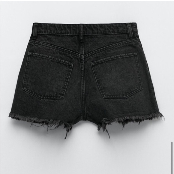 Zara black denim cut off shorts size 4 - Picture 7 of 9